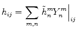 $\displaystyle h_{ij} = \sum_{m,n} \left. \tilde{h}_n^m Y_n^m \right\vert _{ij}$