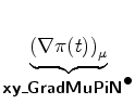 $\displaystyle \underbrace{\left(\nabla \pi (t)\right)_{\mu}}_{ \mbox{{\cmssbx xy\_GradMuPiN}}^{\mbox{$\bullet$}} }$