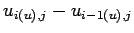 $\displaystyle u _{i(u),j} - u_{i-1(u),j}$