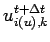 $\displaystyle u^{t+\Delta t}_{i(u),k}$